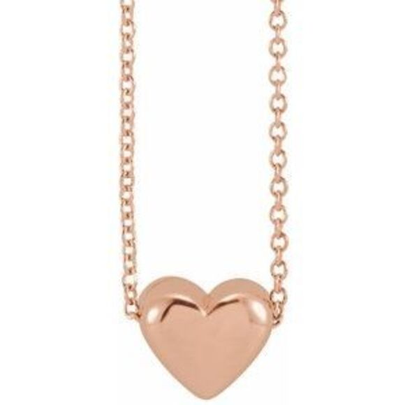 Kazi Luxury 14K Rose Gold Puffy Heart 16-18
